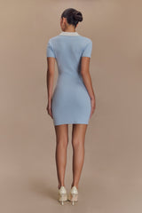 Seema Contrast Mini Dress - Light Blue/White