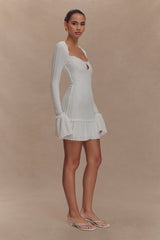 Daphne Pointelle Long Sleeve Mini Dress - Ivory