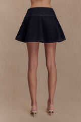 Arista Denim Mini Skirt - Washed Indigo Blue