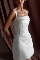 Isabel Satin Corset Mini Dress - White