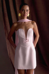 Orellia Strapless Suiting Mini Dress - Soft Pink