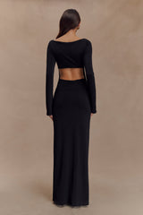 Vienna Slinky Cut Out Maxi Dress - Black