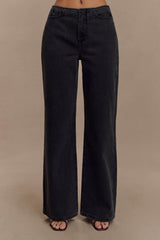 Caitlin Mid Rise Denim Flare Jeans - Washed Black