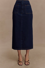 Fallon Denim Midi Skirt - Indigo Blue