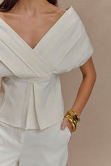 Rayne Off Shoulder Denim Top - White