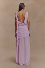 Daria Draped Chiffon Maxi Dress - Light Lilac