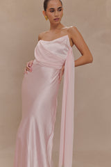 Carah Satin And Chiffon Maxi Dress - Pale Pink