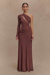 Alexius One Shoulder Knit Maxi Dress - Nutmeg