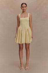 Sharon Scuba Jersey Mini Dress - Pastel Lemon