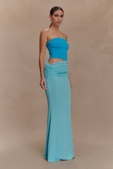 Jasiel Strapless Knit Maxi Dress - Cyan Blue