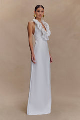 Carolyn Linen Bubble Maxi Dress - White
