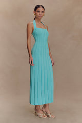 Jacqui Halter Knit Midi Dress - Cyan Blue