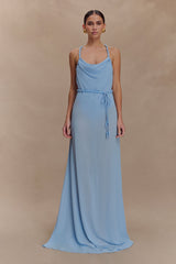 Elaine Chiffon Beaded Maxi Dress - Sky Blue
