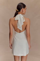 Anya Linen Halter Mini Dress - Oat Marle