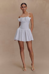 Janis Cotton Frill Mini Dress - White