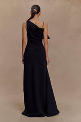 Adalyn One Shoulder Crepe Maxi Dress - Black