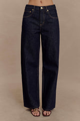 Mannon Mid Rise Denim Jeans - Washed Indigo Blue