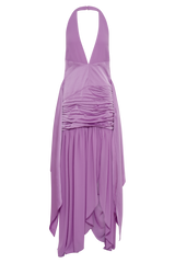 Graziana Satin Chiffon Plunge Maxi Dress - Violet