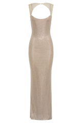 Jasmyn Hot Fix Maxi Dress With Mesh Back - Nude