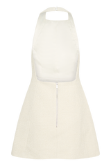 Carina Boucle Halter Mini Dress - Ivory