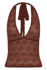 Asher Sheer Lace Halter Top - Chilli