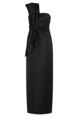 Cyrill Strapless Satin Structured Maxi Dress - Black