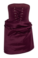 Sasha Taffeta Strapless Corset Mini Dress - Plum