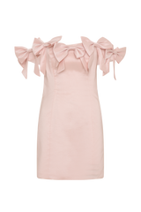 Rose Strapless Bow Mini Dress - Powder Pink