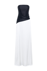 Serena Strapless Taffeta Maxi Dress - White/Black