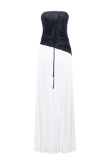 Serena Strapless Taffeta Maxi Dress - White/Black