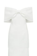 Gwyneth Off Shoulder Bow Mini Dress - White