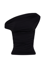 Alayna Slinky Ruched Top - Black
