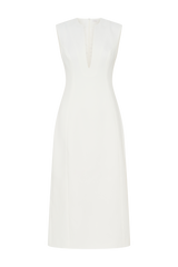 Audrine Suiting Sleeveless Midi Dress - Ivory