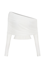 Everly Sheer Mesh Off Shoulder Top - Ivory