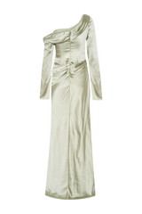 Iris Long Sleeve Satin Maxi Dress - Sage