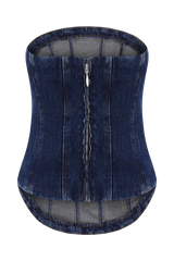Monte Strapless Diamante Denim Corset - Midnight Blue