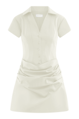 Tarryn Collared Cotton Mini Dress - White