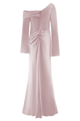 Iris Long Sleeve Satin Maxi Dress - Soft Pink