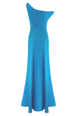 Jacinta One Shoulder Maxi Dress - Cyan Blue