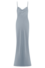 Lilly Sweetheart Satin Maxi Dress - Frosted Blue