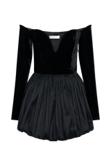 Liv Off Shoulders Velvet Mini Dress - Black