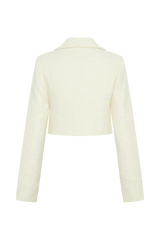 Mirelle Textured Boucle Cropped Long Sleeve Top - Ivory