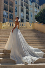 Delphine Satin Strapless Maxi Gown - White