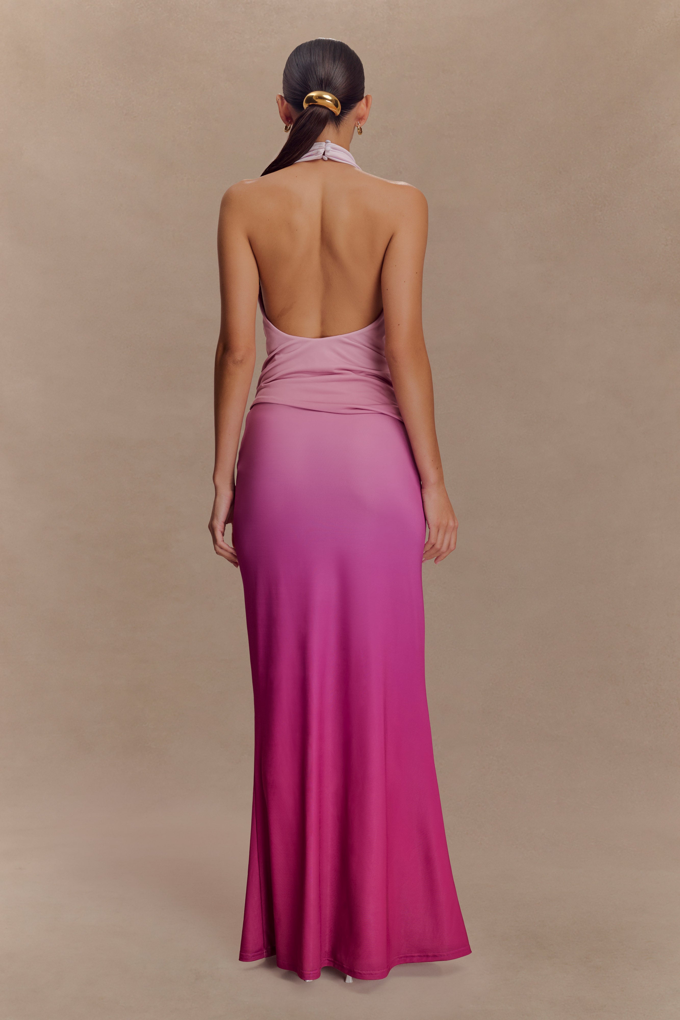 Safiya Asymmetrical Halter Top - Ombre Pink