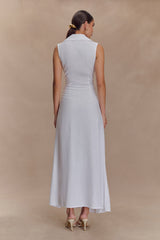 Dante Ruched Linen Midi Dress - White