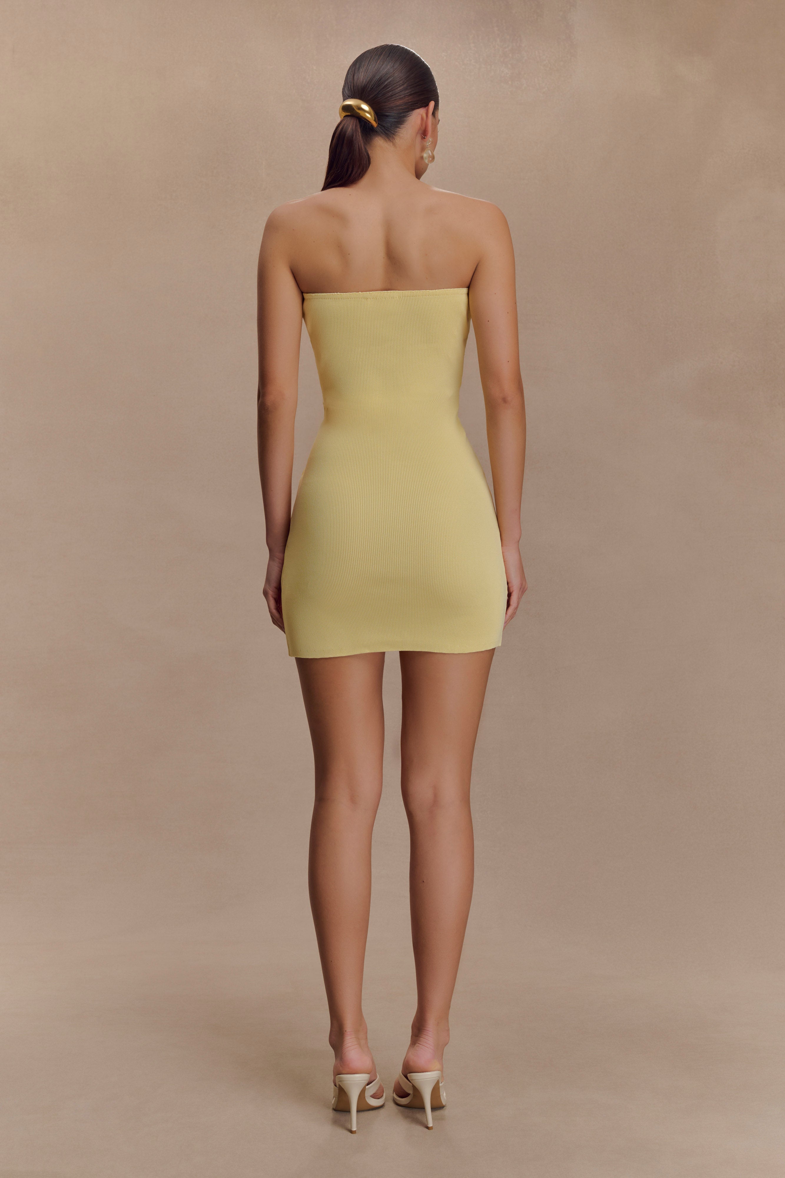 Rian Strapless Knit Mini Dress - Lemon