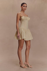 Janis Cotton Frill Mini Dress - Nude