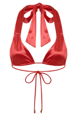 Danika Satin Knot Bikini Top - Pomegranate