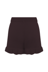 Eleanor Knit Frill Shorts - Chocolate