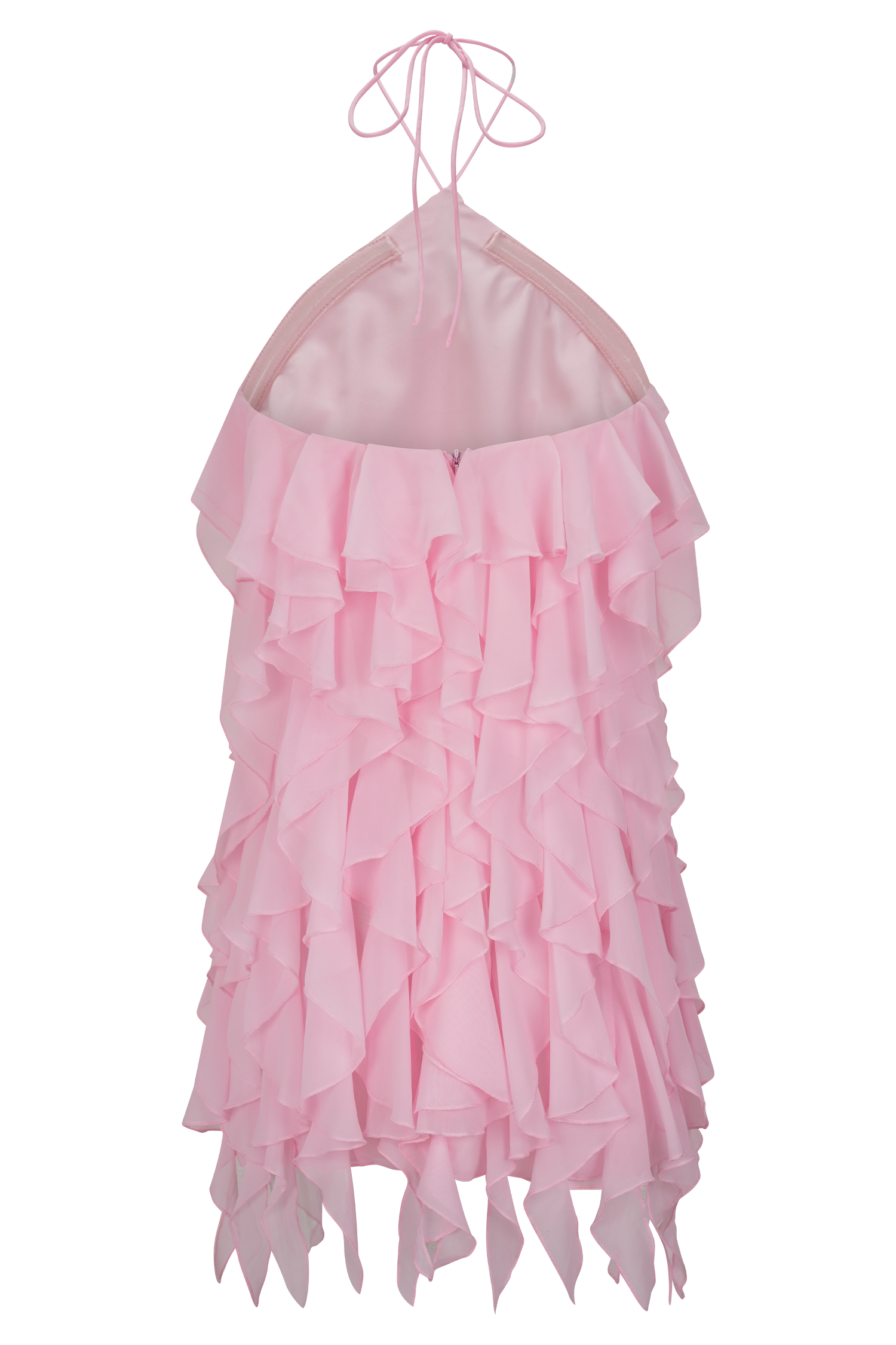 Marigold Ruffle Halter Mini Dress - Powder Pink